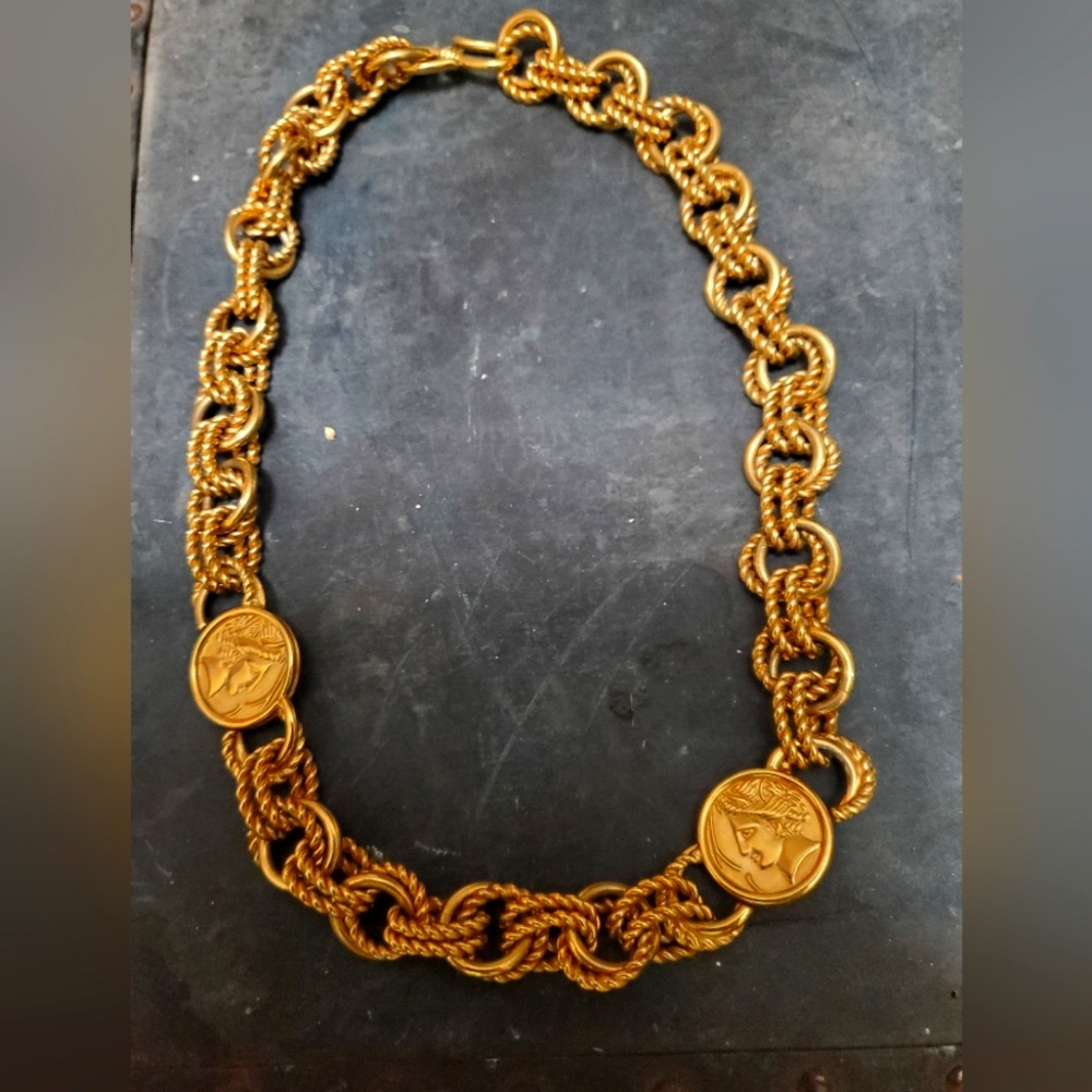 Monet Vintage gold tones horse necklace